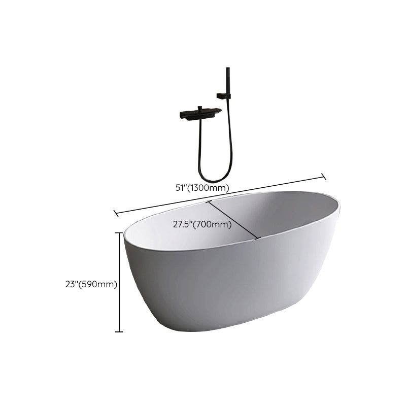 Modern Ellipse White Acrylic Bathtub Freestand Soaking Bathtub with Drain Bath Tub