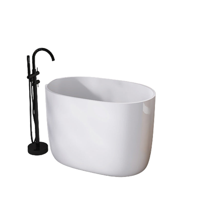 Modern Ellipse White Acrylic Bathtub Back to Wall with Drain Bath Tub