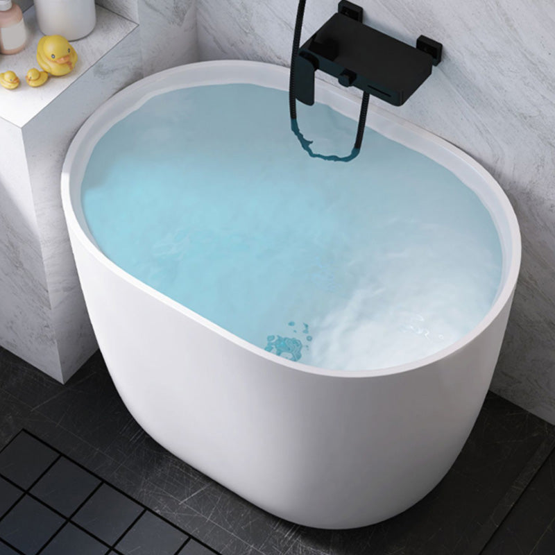 Modern Ellipse White Acrylic Bathtub Back to Wall with Drain Bath Tub