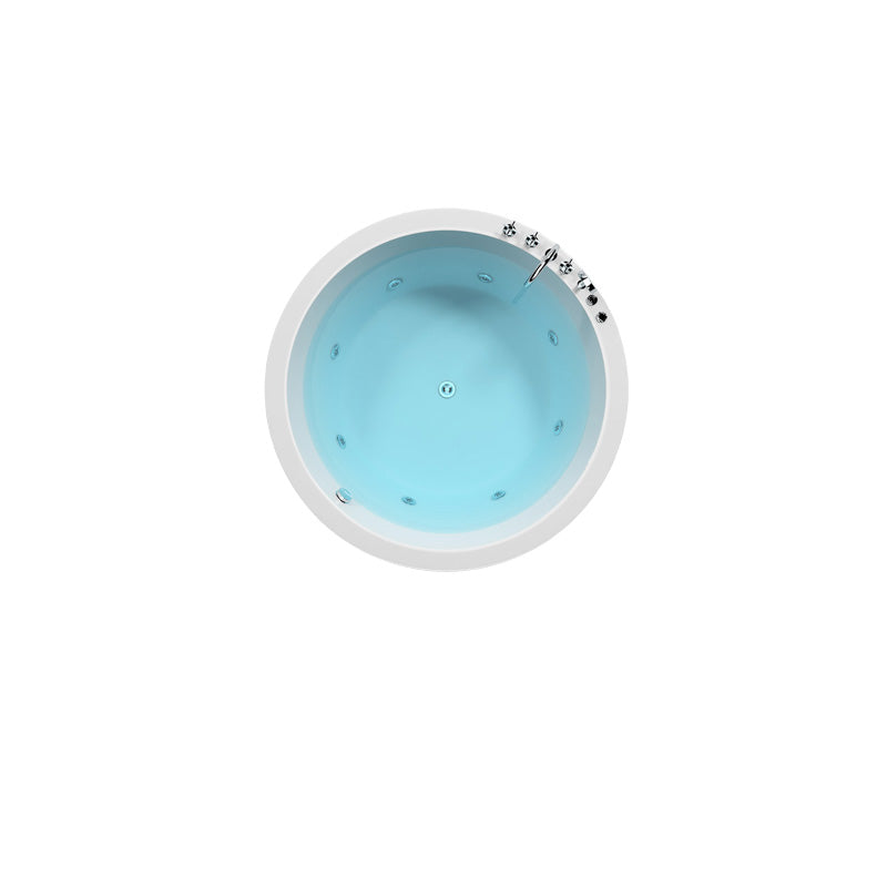Modern Round White Acrylic Bathtub Embedded Bathtub with Drain and Massage Device