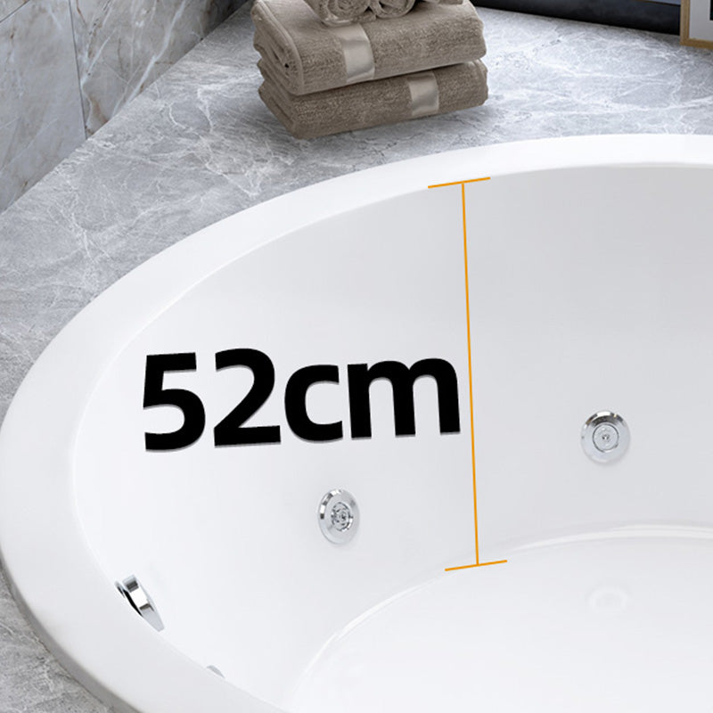 Modern Round White Acrylic Bathtub Embedded Bathtub with Drain and Massage Device