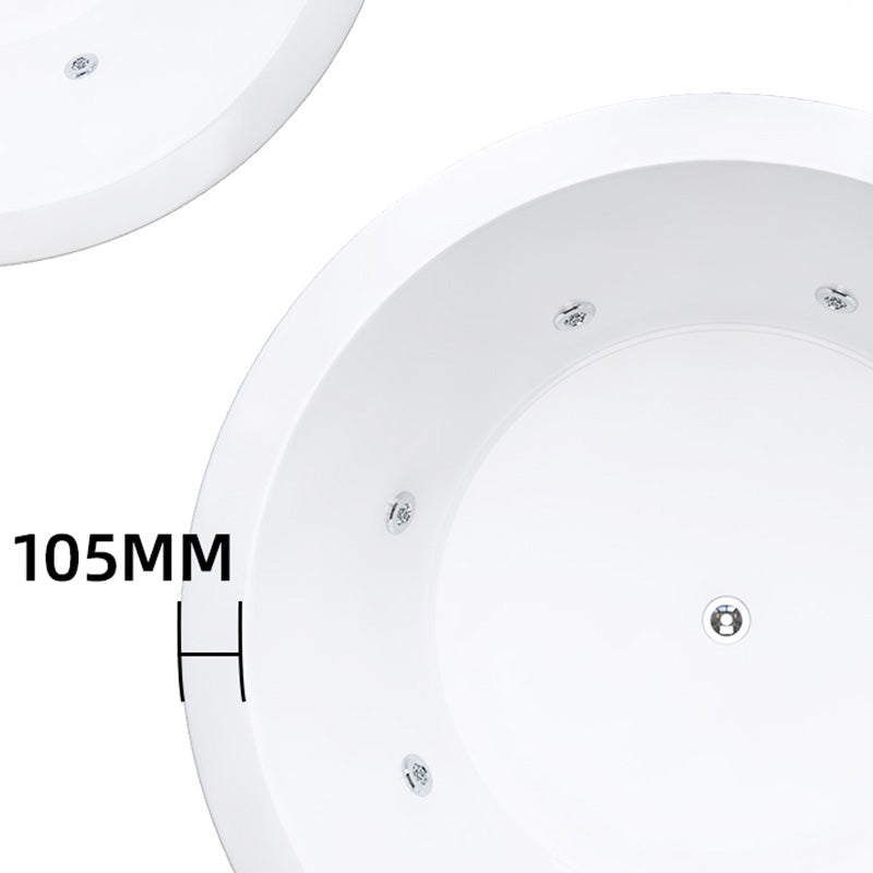 Modern Round White Acrylic Bathtub Embedded Bathtub with Drain and Massage Device