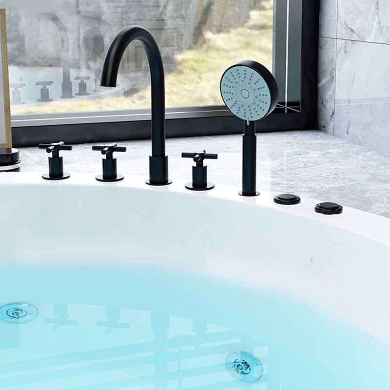 Modern Round White Acrylic Bathtub Embedded Bathtub with Drain and Massage Device