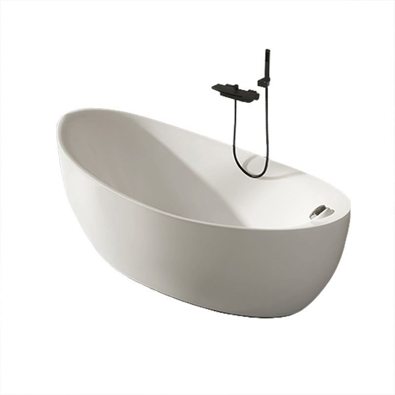 Modern White Ellipse Acrylic Bathtub Freestand Soaking Bathtub with Drain Bath Tub