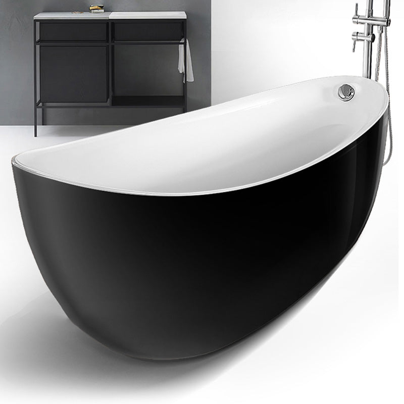 Modern White Ellipse Acrylic Bathtub Freestand Soaking Bathtub with Drain Bath Tub
