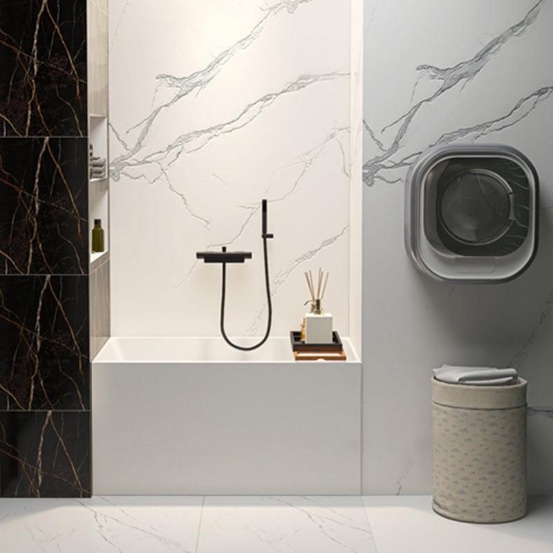 Modern Rectangle Acrylic Bathtub Back to Wall with Drain Bath Tub