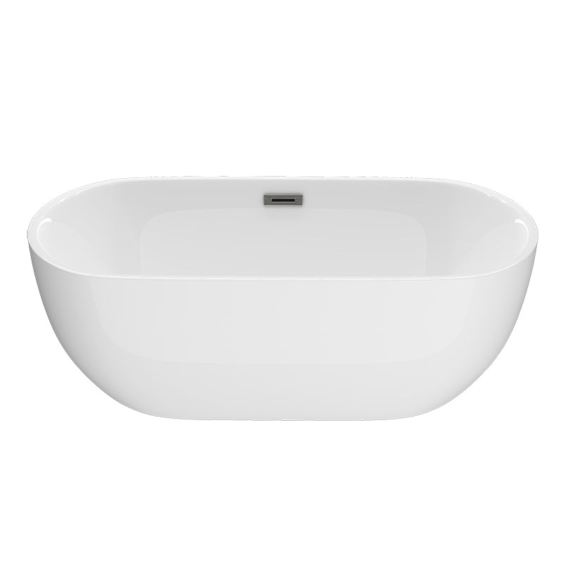 White Acrylic Oval Bathtub for Home Soaking Freestanding Tub with Drain