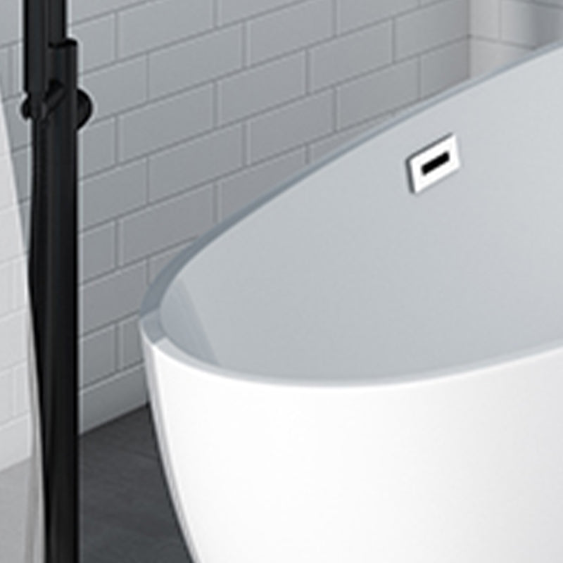 White Acrylic Oval Bathtub for Home Soaking Freestanding Tub with Drain