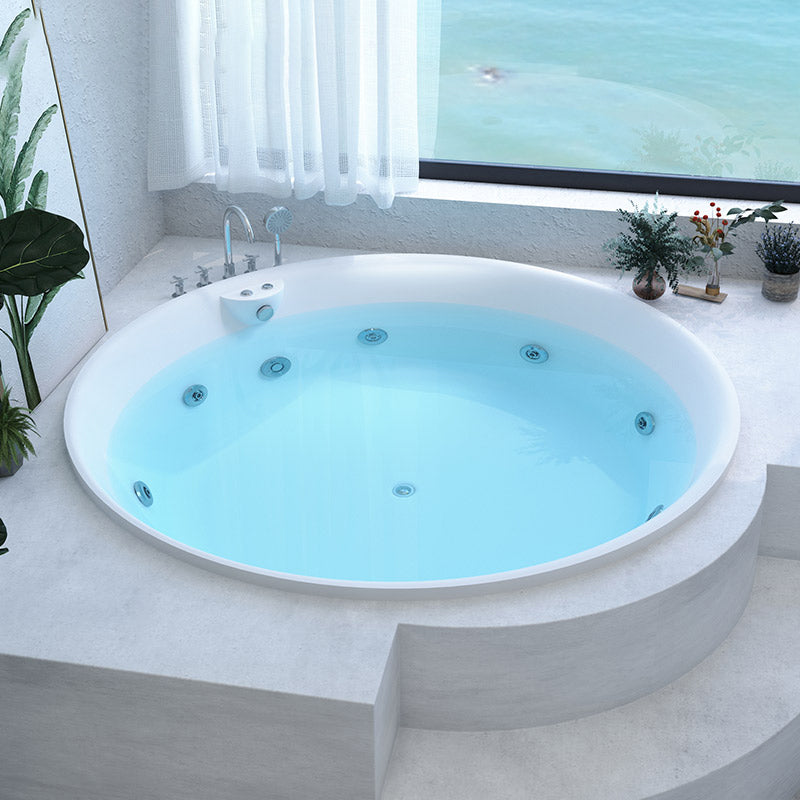 Modern Round Acrylic Embedded Bathtub with Drain Bath Tub and Massage Device