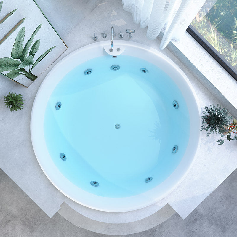 Modern Round Acrylic Embedded Bathtub with Drain Bath Tub and Massage Device