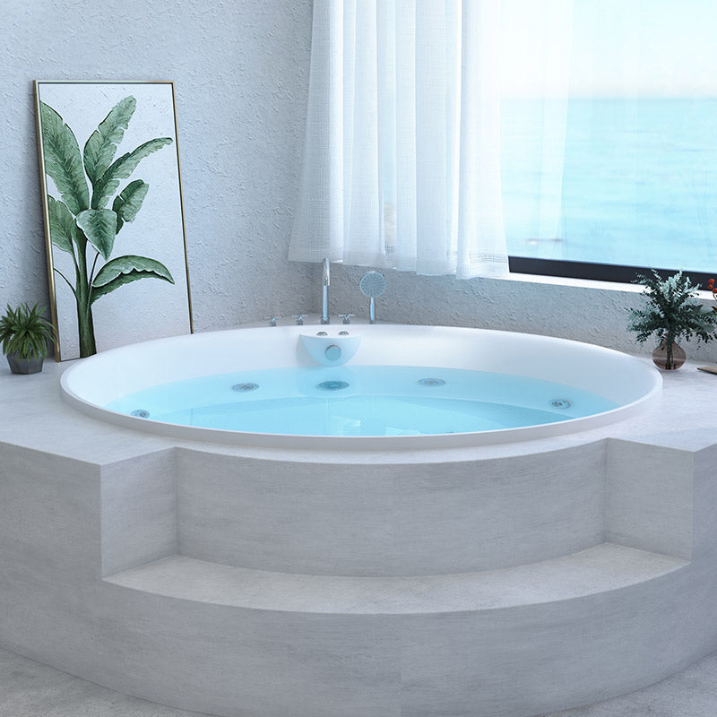 Modern Round Acrylic Embedded Bathtub with Drain Bath Tub and Massage Device