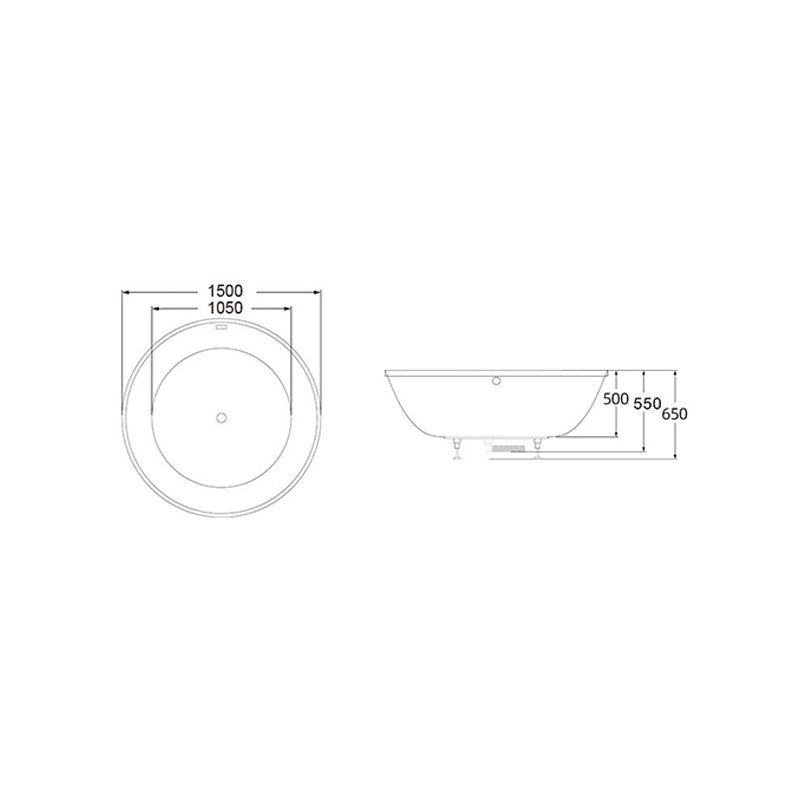 Modern Round Acrylic Embedded Bathtub with Drain Bath Tub and Massage Device
