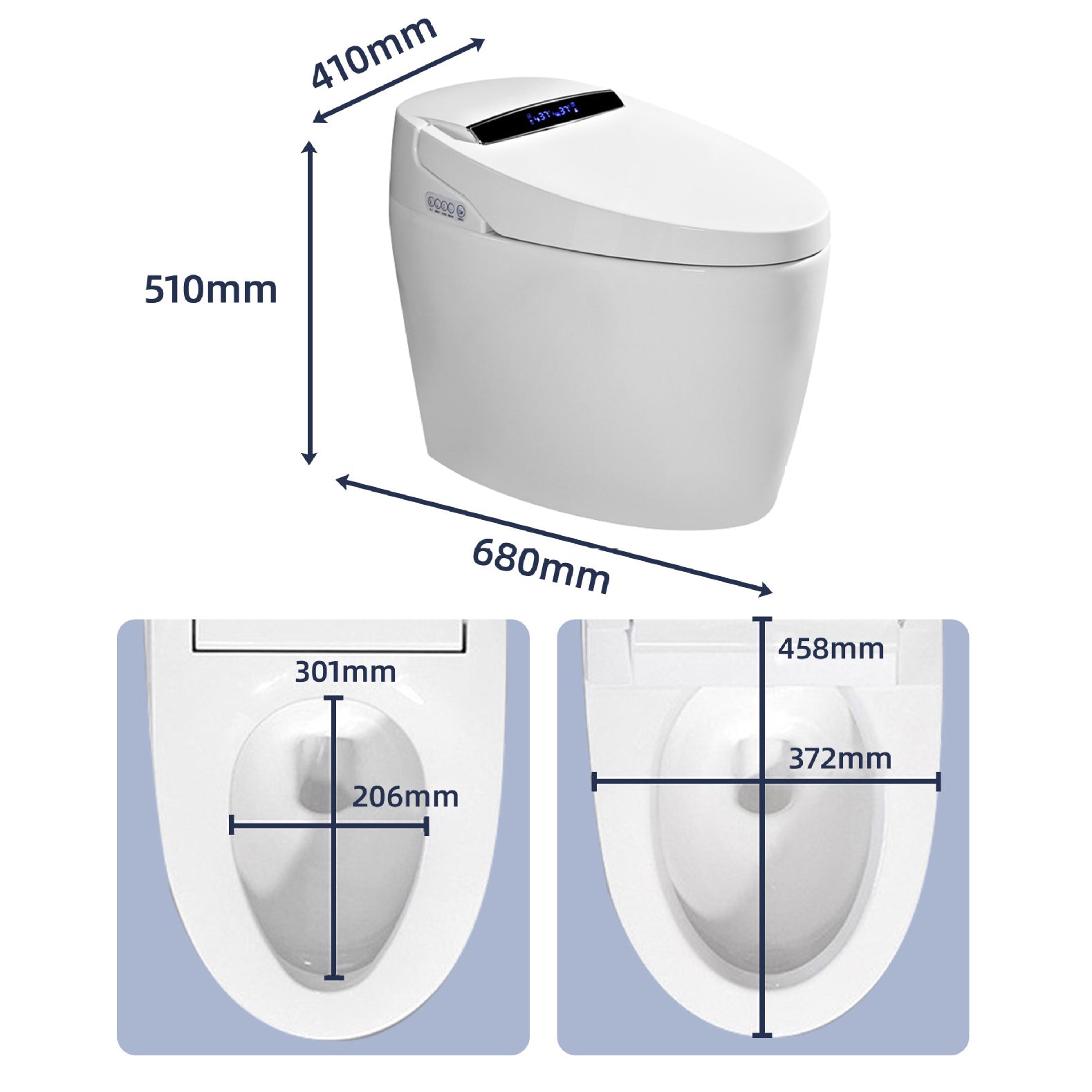 Modern One Piece Toilet Concealed Tank Toilet Bowl with Slow Close Seat for Washroom
