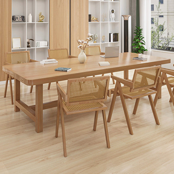Rectangle Trestle Base Dining Table Modern Wood Table for Kitchen