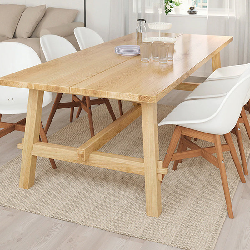 Glam Style Wooden Dining Table Rectangle Table with Wood Legs for Home Use