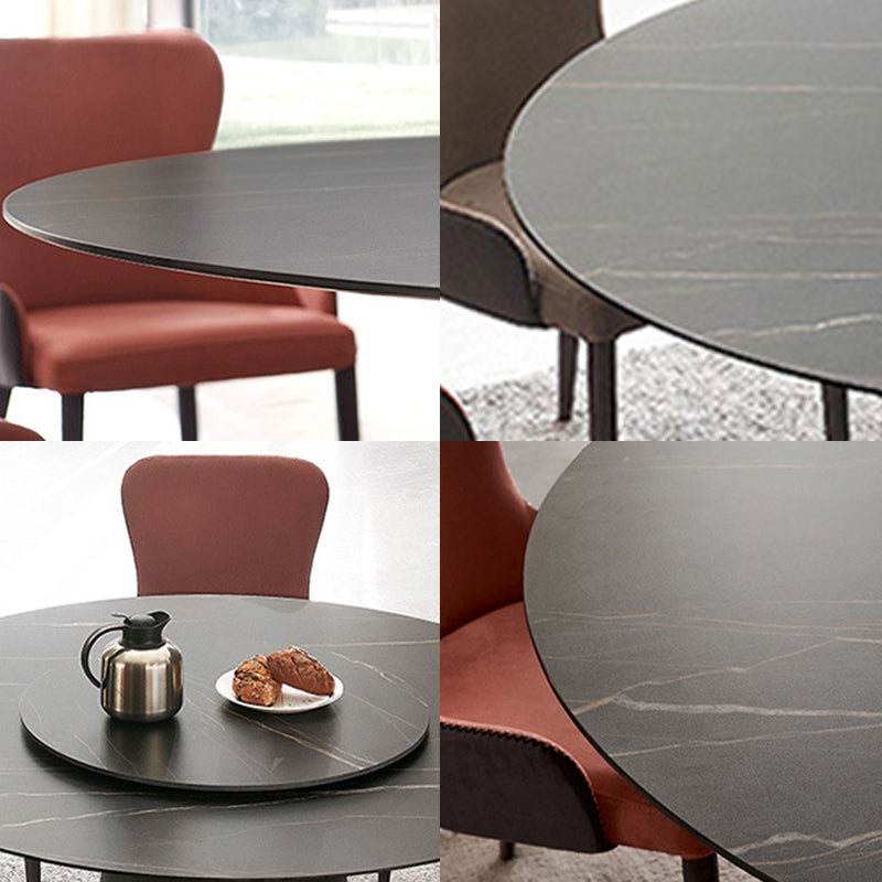 Contemporary Dining Round Table Sintered Stone Table with Metal Legs for Home Use