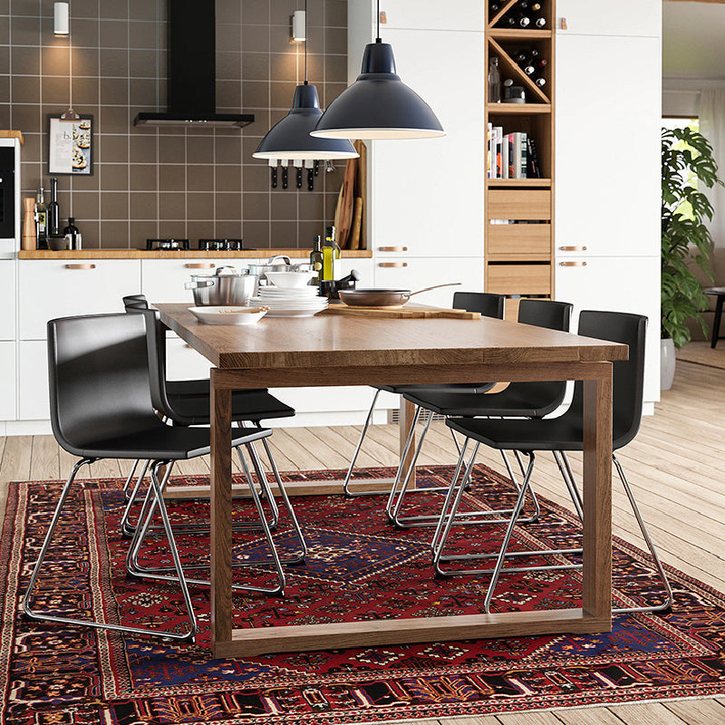 Rectangle Double Base Dining Table Modern Pine Wood Table for Dining Room