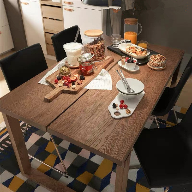 Rectangle Double Base Dining Table Modern Pine Wood Table for Dining Room