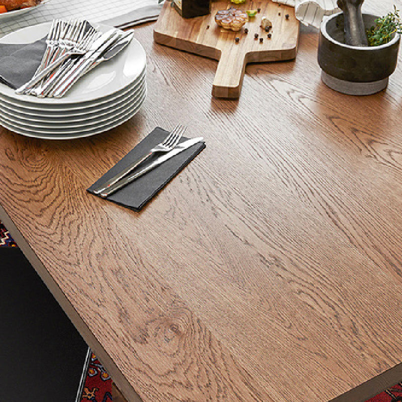 Rectangle Double Base Dining Table Modern Pine Wood Table for Dining Room