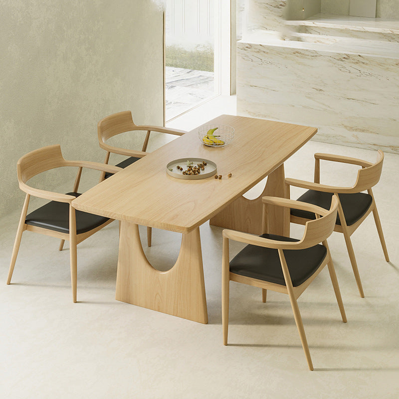 Rectangle Double Pedestal Dining Table Modern Pine Wood Table for Living Room