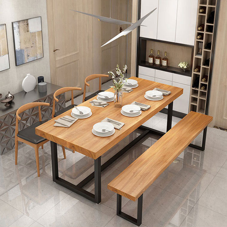 Rectangle Trestle Dining Table Modern Wood Table for Dining Room Bar