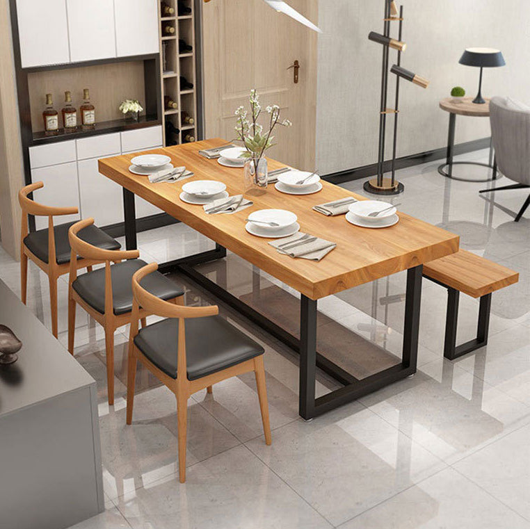 Rectangle Trestle Dining Table Modern Wood Table for Dining Room Bar