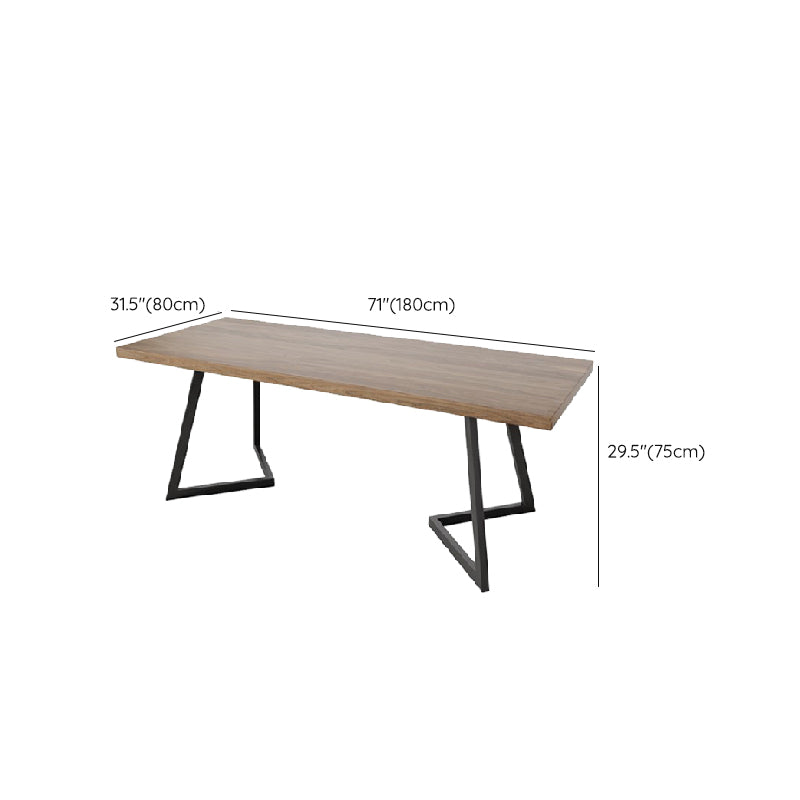 Industrial Double Pedestal Table Metal Frame Rectangle Dining Table