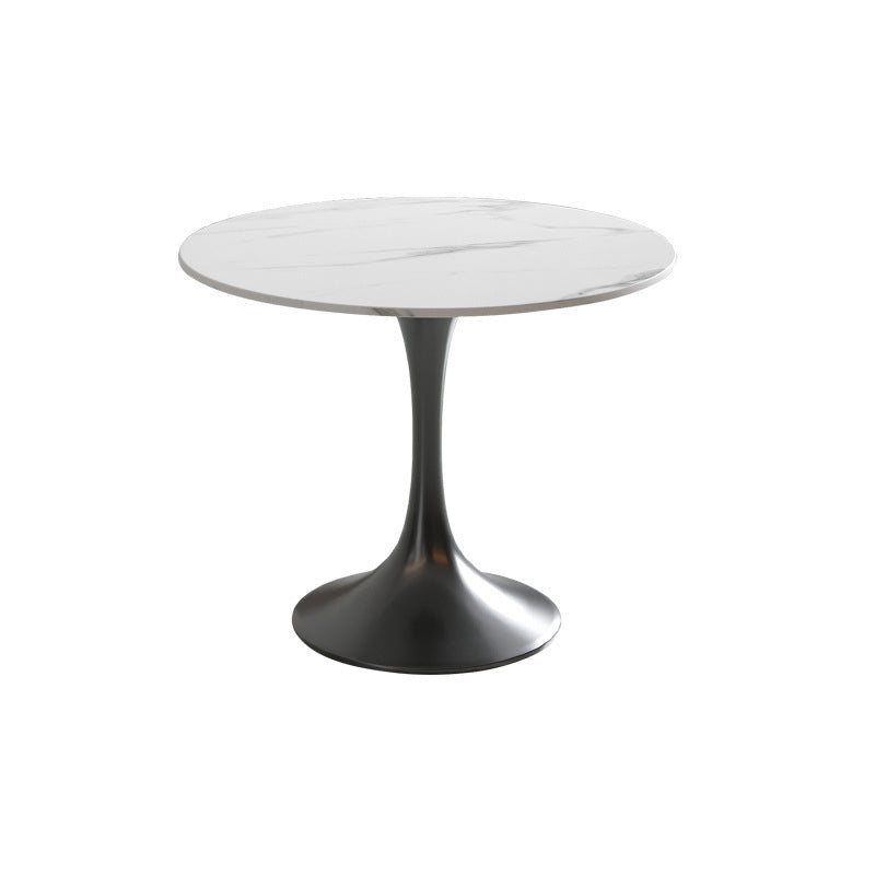 Modern Round Dining Table for Kitchen White Table with Metal Base
