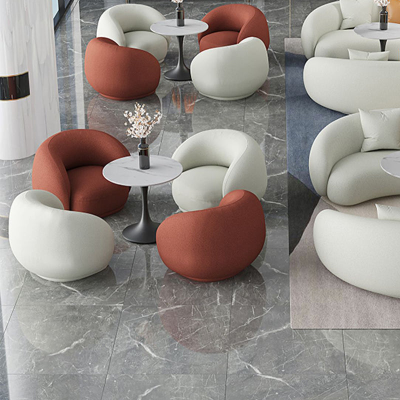 Modern Round Dining Table for Kitchen White Table with Metal Base