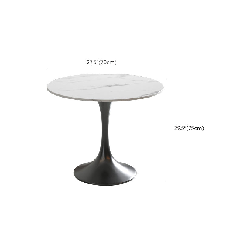 Modern Round Dining Table for Kitchen White Table with Metal Base