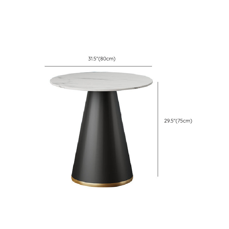 Contemporary Round Dining Table White Stone Table with Metal Base