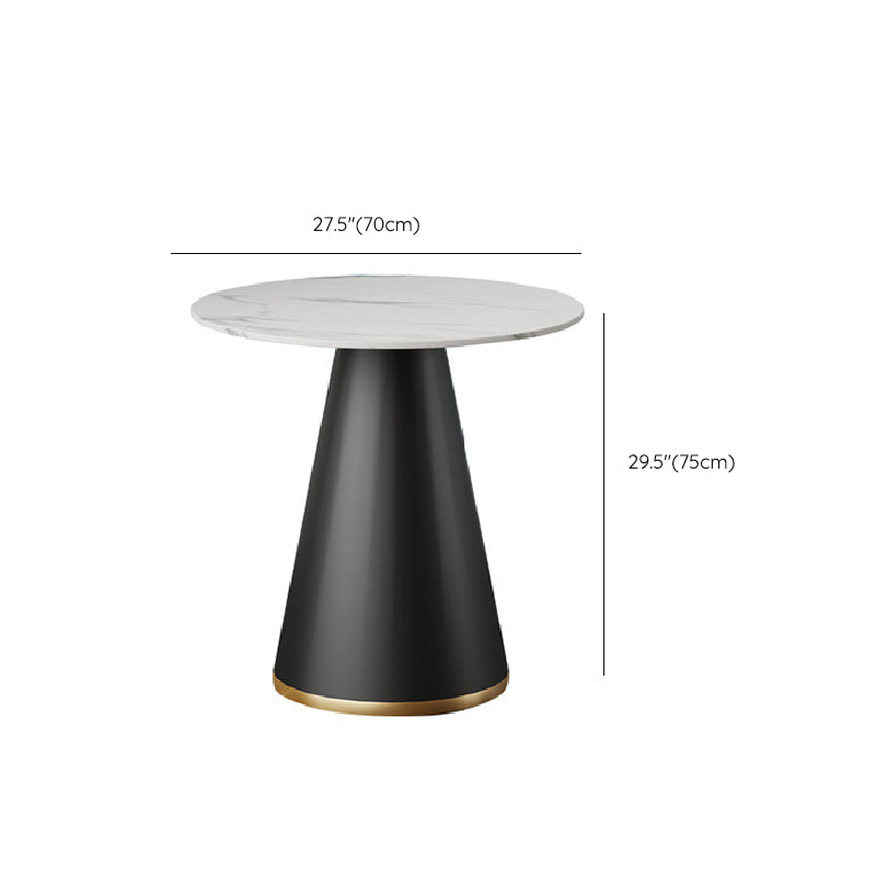 Contemporary Round Dining Table White Stone Table with Metal Base