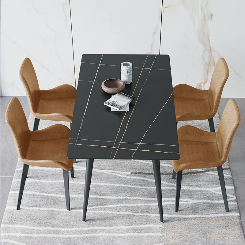 Industrial Stone Top Dining Table Metal Dinette Table for Home