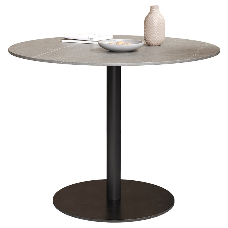 Gray Stone Dinette Table with Metal Base Modern Round Dining Table for Home