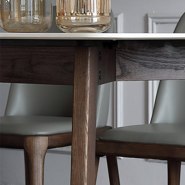 Mid-Century Dining Table for Home Stone Top Table with Wooden Frame