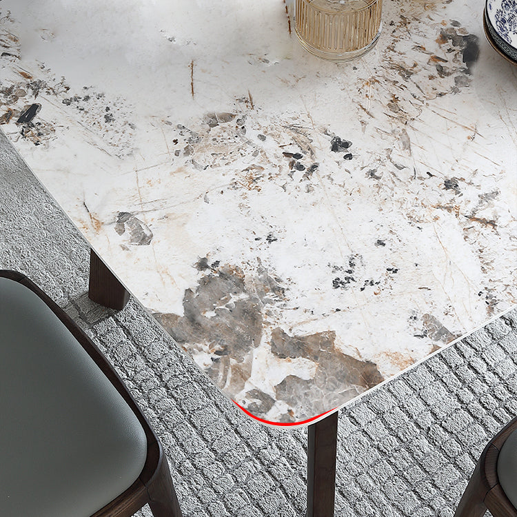 Mid-Century Dining Table for Home Stone Top Table with Wooden Frame