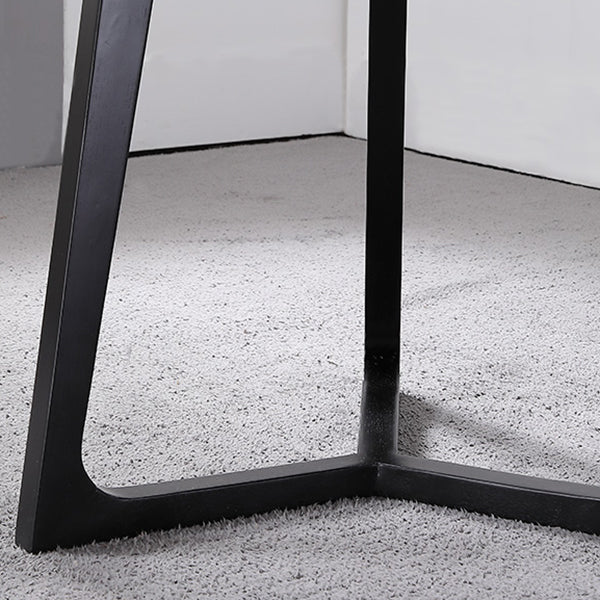 Black Table with Ash Wood Frame Modern Round Dining Table for Home