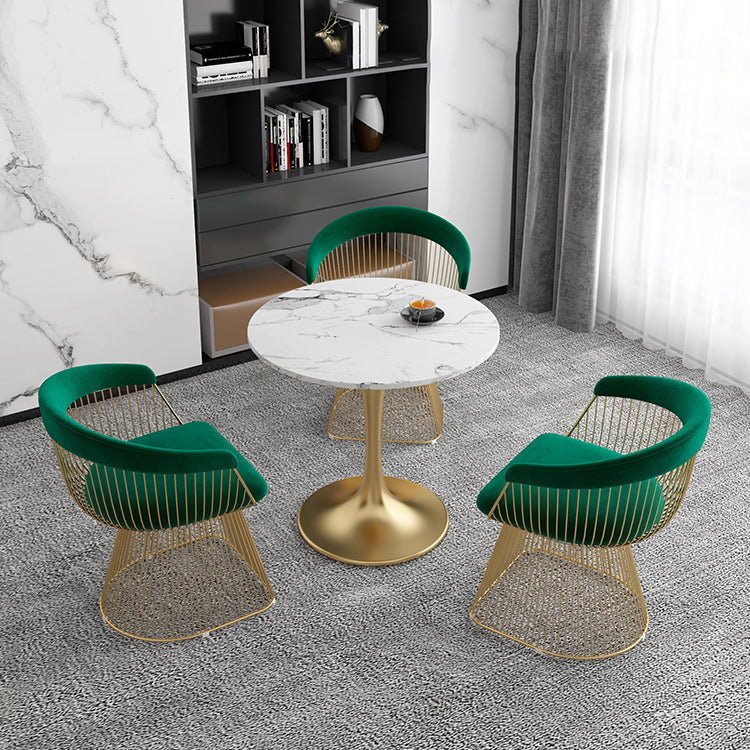White Stone Top Table for Home Traditional Luxury Round Dining Table