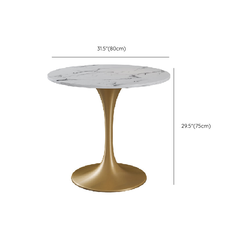White Stone Top Table for Home Traditional Luxury Round Dining Table