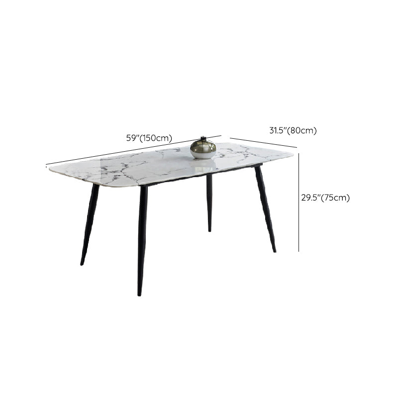 White Top Table with 4 Metal Legs Industrial Rectangle Dining Table