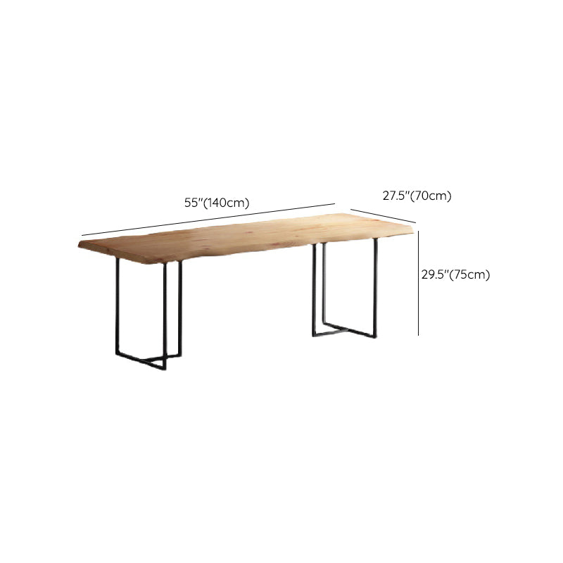 Brown Solid Wood Dining Table Industrial Table with Metal Frame