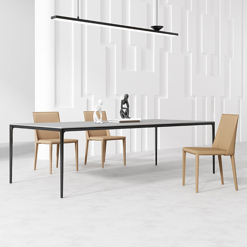 Modern Stone Dining Set 1/2/3/4/5 Pieces Dining Table Set with Solid Back Chairs