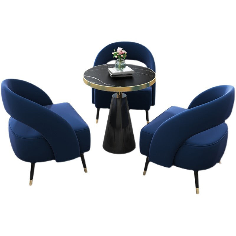 Black Dining Set for Home 1/3/4 Pieces Modern Round Table Set