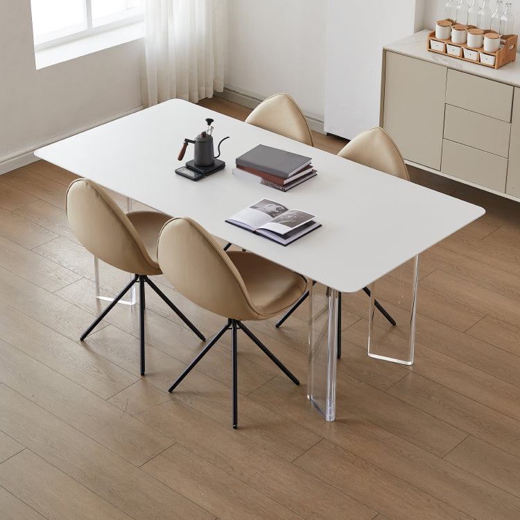 Modern 1/2/4/5/7 Pieces Dining Set Rectangle Stone Dining Table Set in White