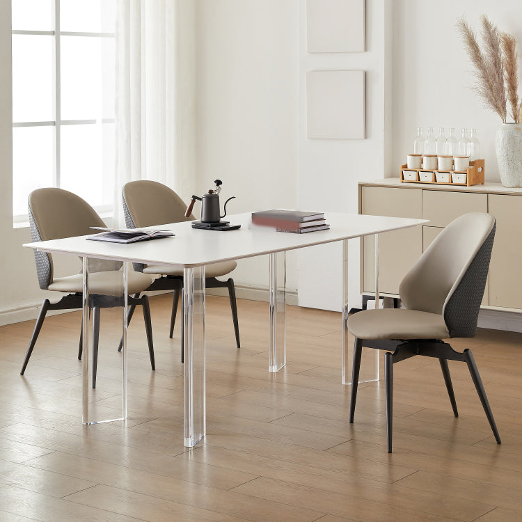 Modern 1/2/4/5/7 Pieces Dining Set Rectangle Stone Dining Table Set in White