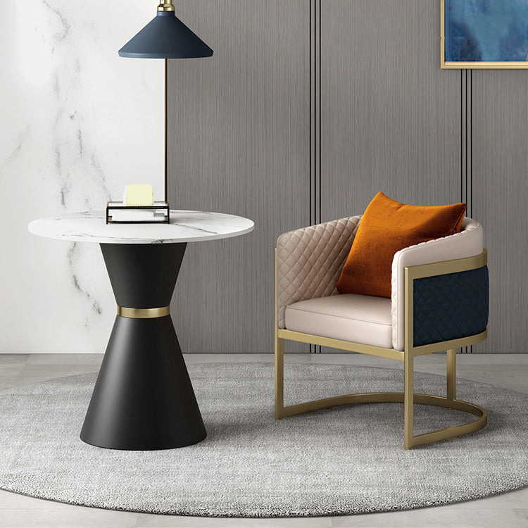 White Stone Dining Set for Kitchen 1/2/5 Pieces Modern Round Table Set