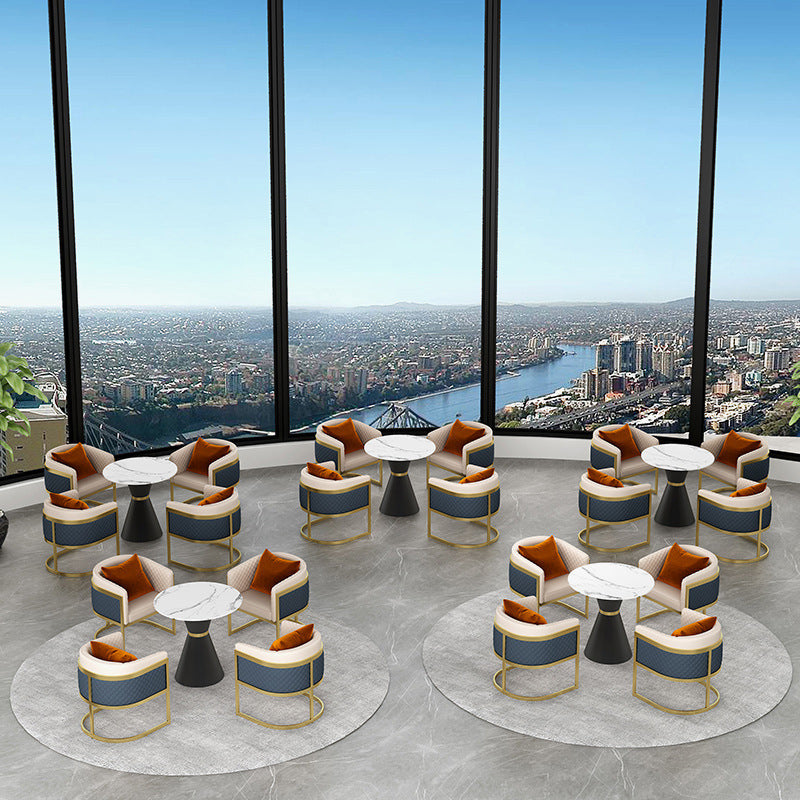 White Stone Dining Set for Kitchen 1/2/5 Pieces Modern Round Table Set