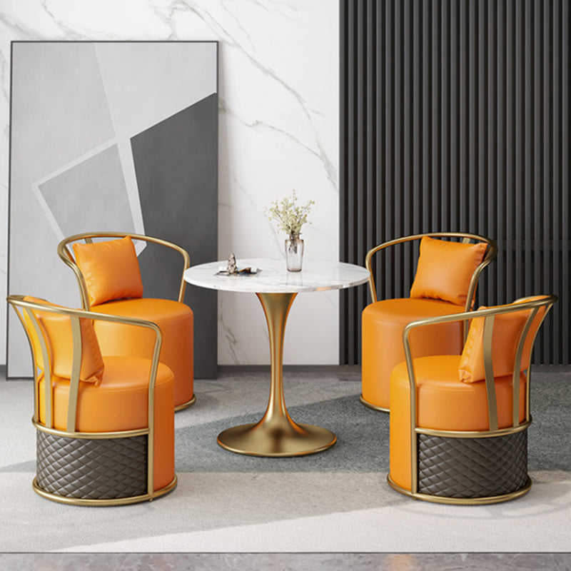 Glam Dinette Set for Home 1/2/4/5 Pieces Glossy White Stone Dining Table Set