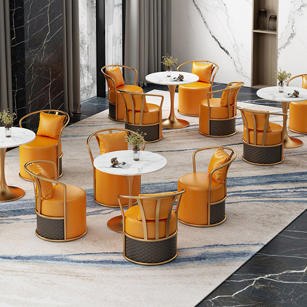 Glam Dinette Set for Home 1/2/4/5 Pieces Glossy White Stone Dining Table Set