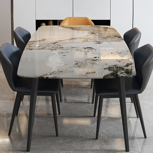 Contemporary Stone Dining Set 1/2/5/7 Pieces Dining Table Set with Solid Back Chairs